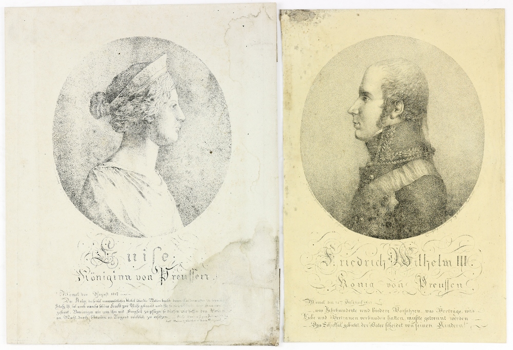 Auktionshaus Quentin Berlin  Künstlergrafik Leopold  Franz Joseph (1783 Hildesheim - 1832 Hannover) / Friedrich Wilhelm III. König von Preußen; Luise Königin von Preußen. Zwei Lithographien 