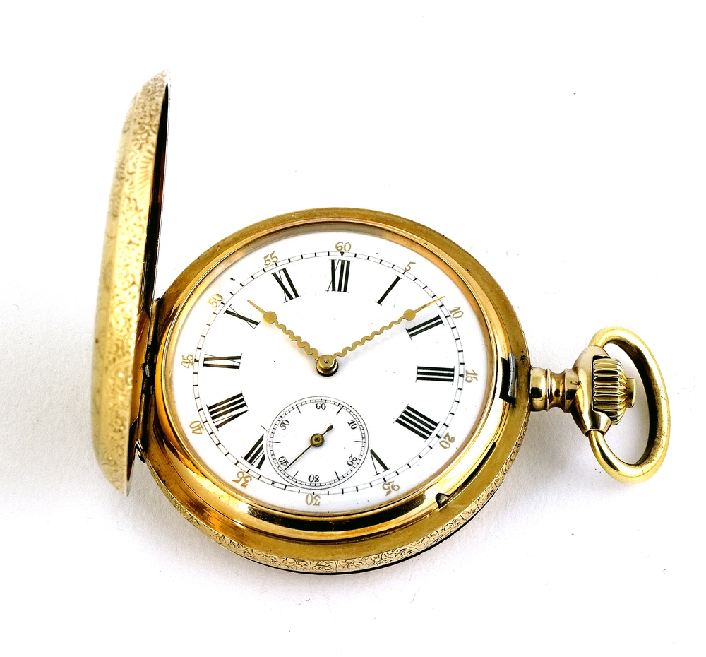 Auktionshaus Quentin Berlin  Schmuck Uhr  Taschenuhr  Savonnette  585 GG.  Drei Deckel