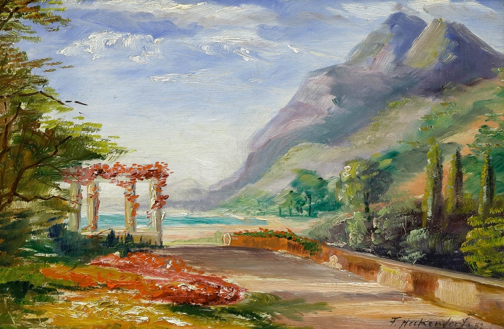 Auktionshaus Quentin Berlin  Gemälde Heckendorf  Franz  Pergola am Bergsee. (19)52